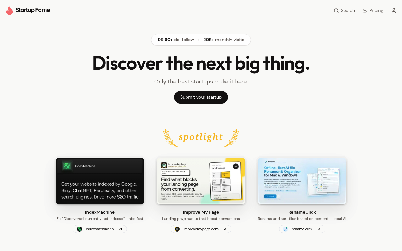 StartupFA.me website screenshot