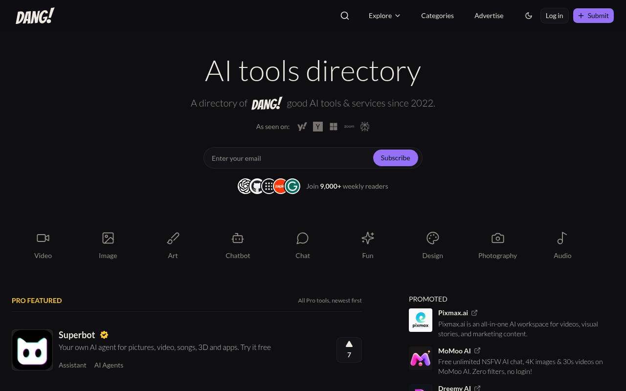 Dang AI website screenshot
