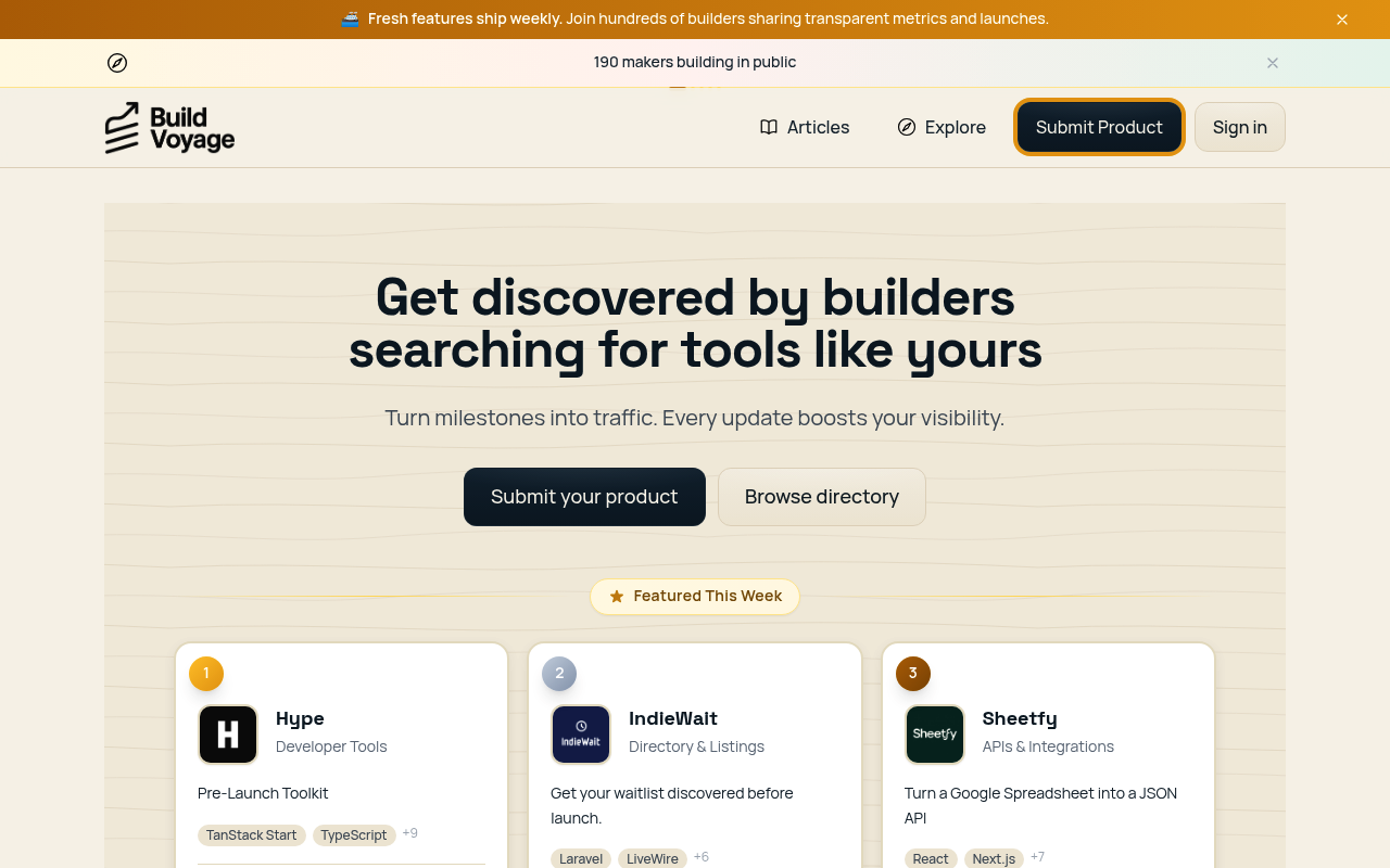BuildVoyage screenshot