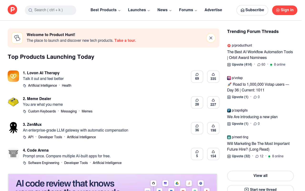 Product Hunt screenshot