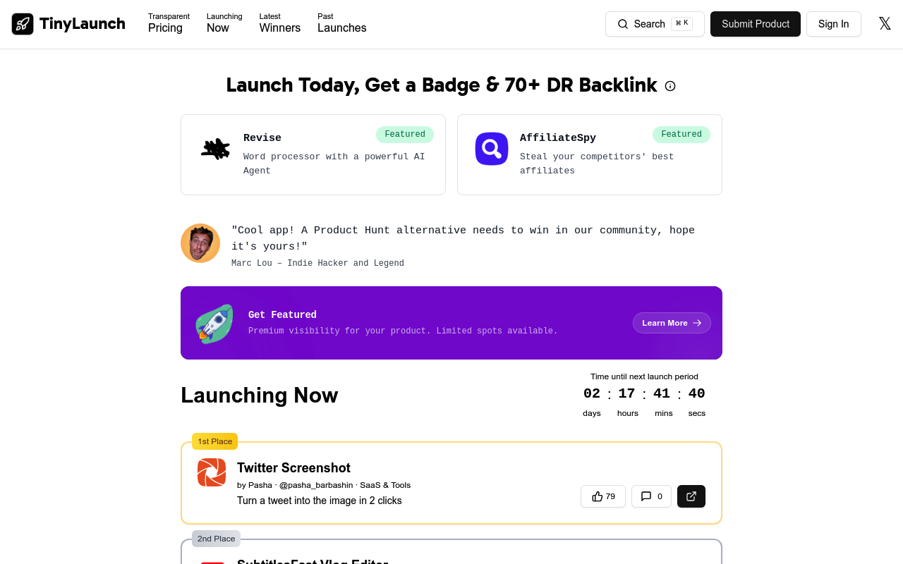 TinyLaunch screenshot
