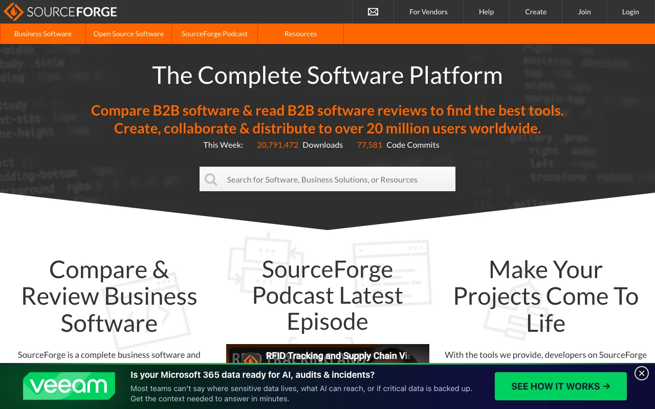 Sourceforge website screenshot