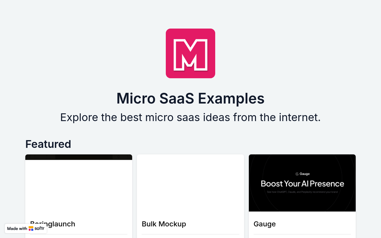 Micro SaaS Examples screenshot