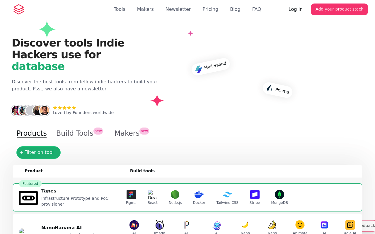 IndieHackerStacks screenshot