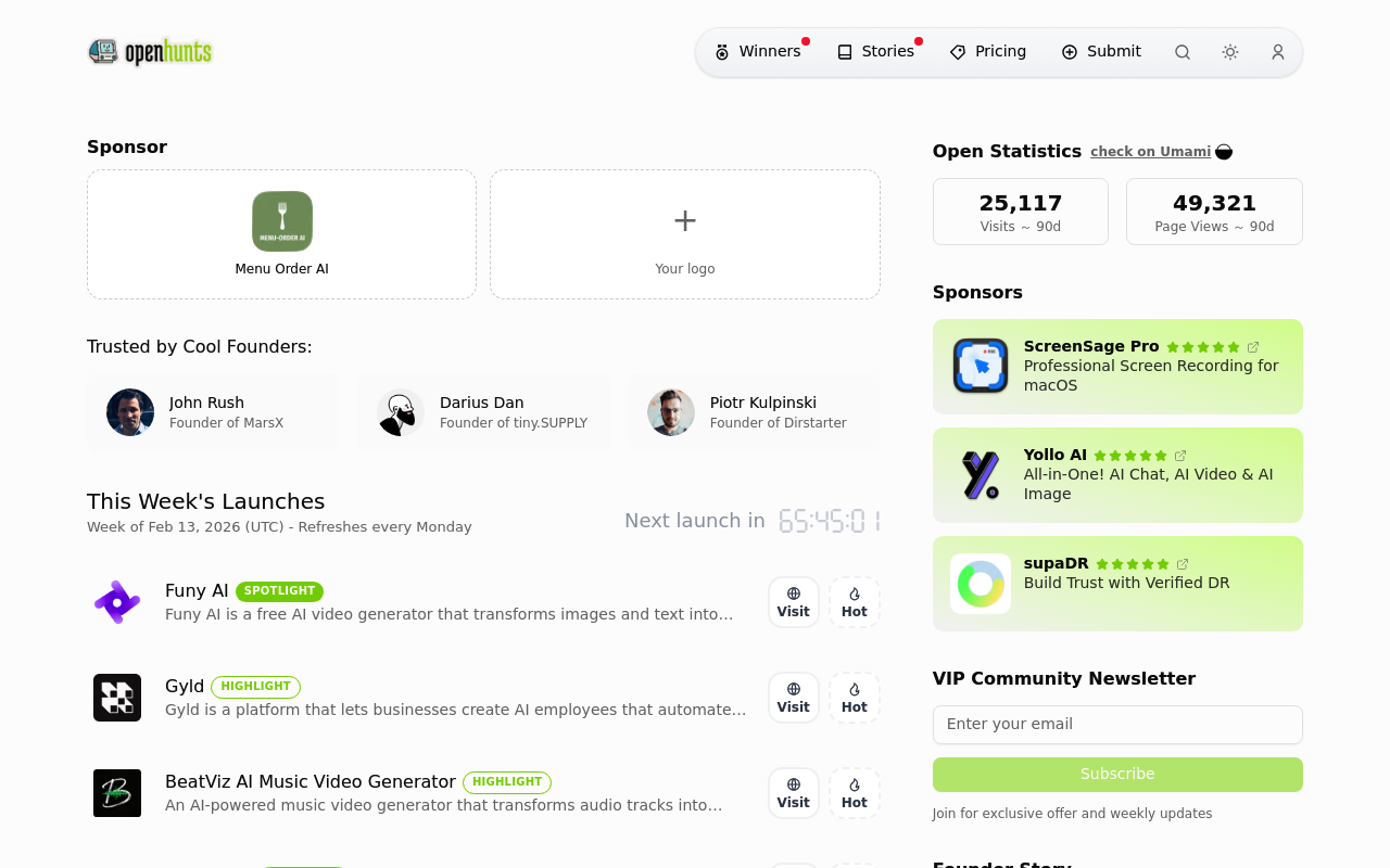 Openhunts screenshot