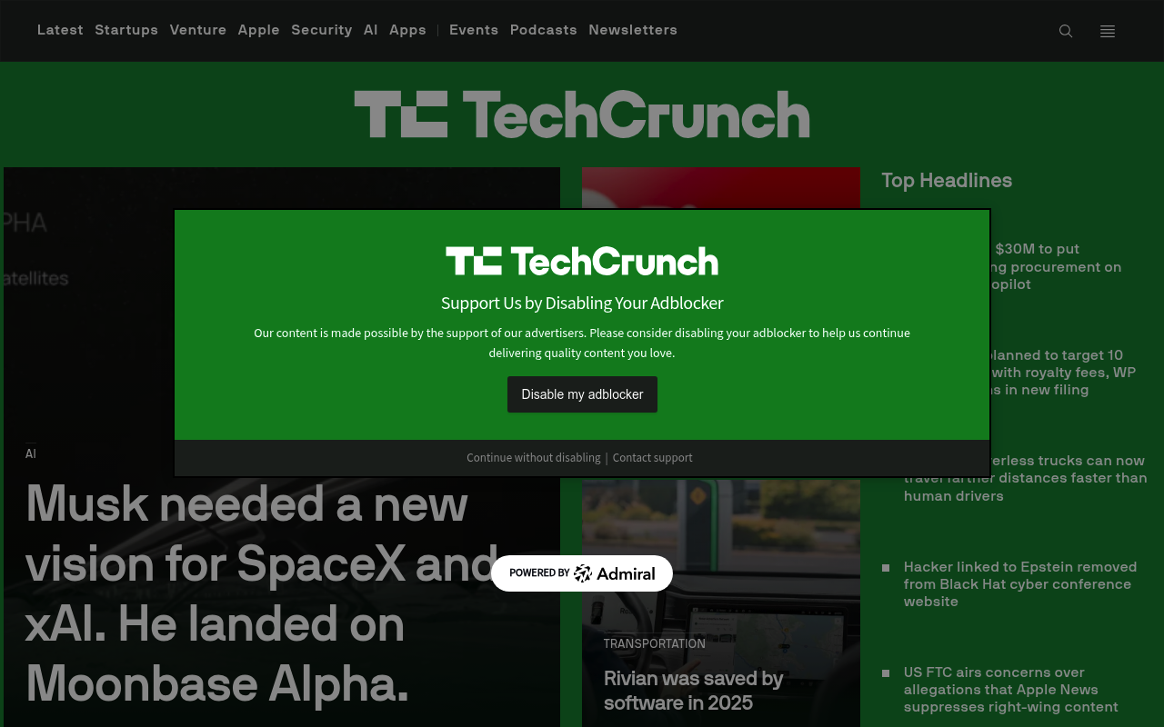 TechCrunch website screenshot