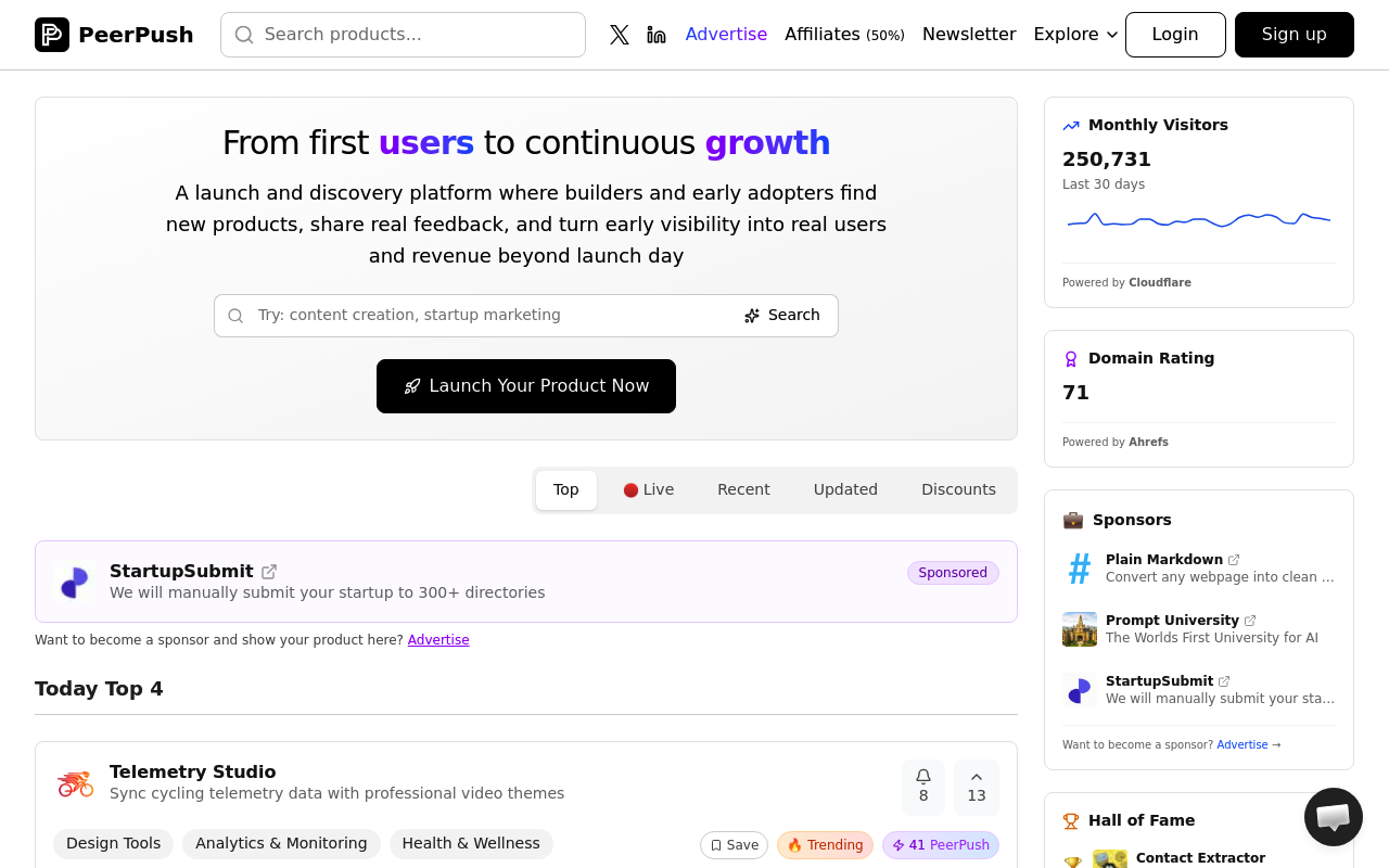 PeerPush website screenshot
