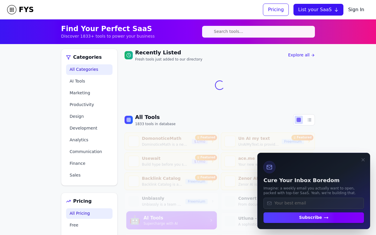 FindYourSaaS screenshot