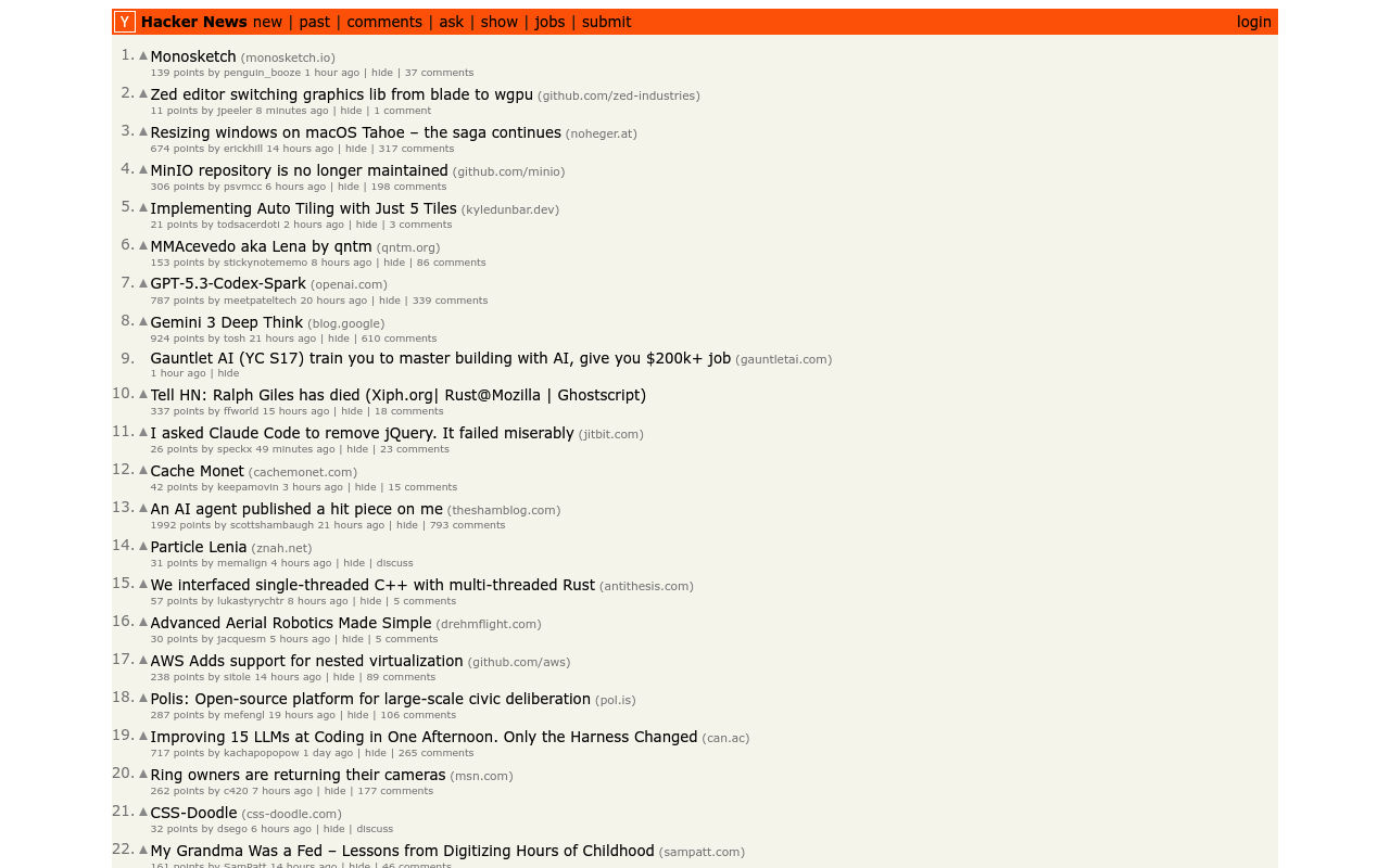 Hacker News screenshot